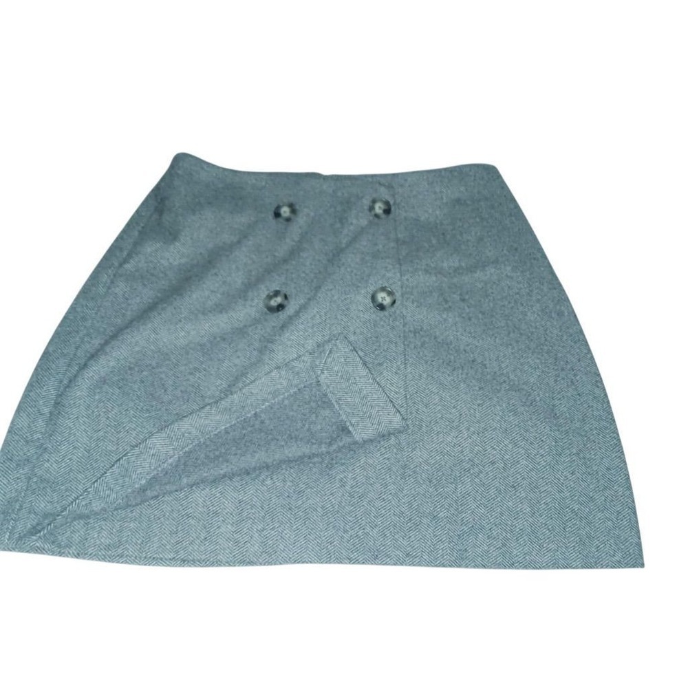 LOFT Women's Gray Herringbone Buttoned Mini Skirt Size 6 academia Careercore EUC